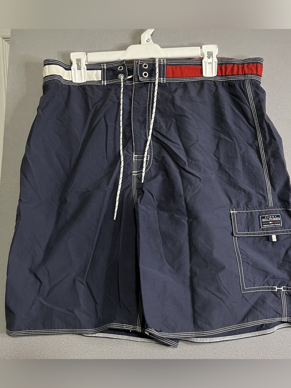 Vintage Tommy Hilfiger  Swim Shorts  with Red and White Waistband NWT